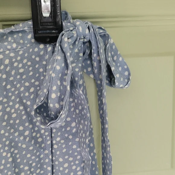 Blue Polka Dot A-Line Wrap Skirt - Picture 4 of 4